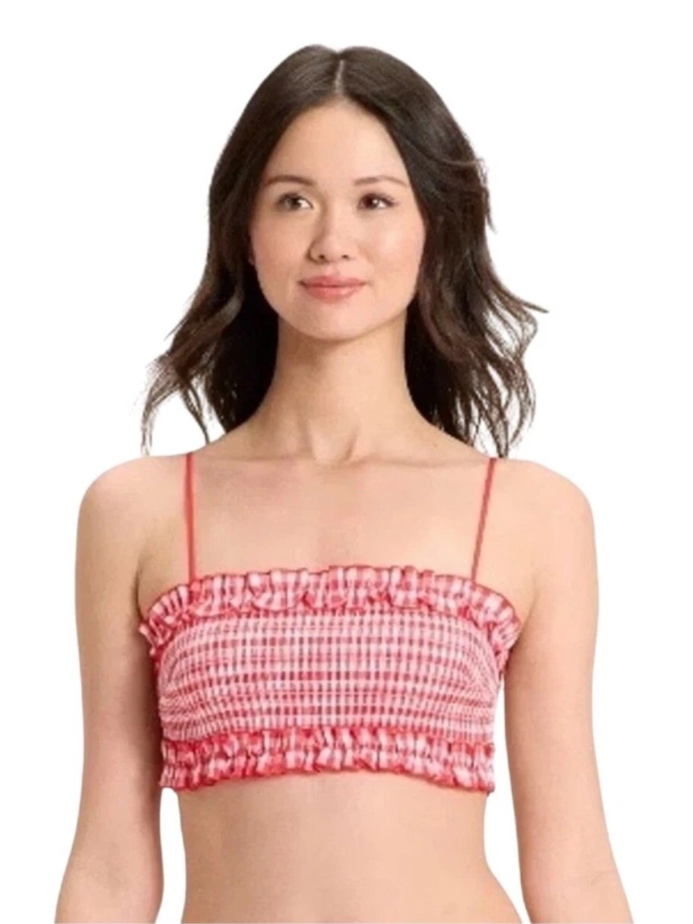 Colsie brand Red and White Gingham Bandeau Bralette